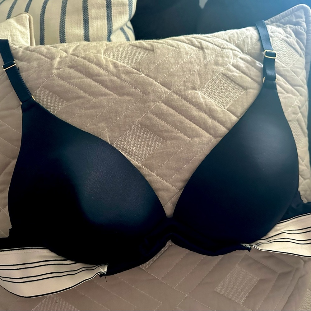 Hardly worn Lively bra 34C - comfy with no underwire. Black with white stripes